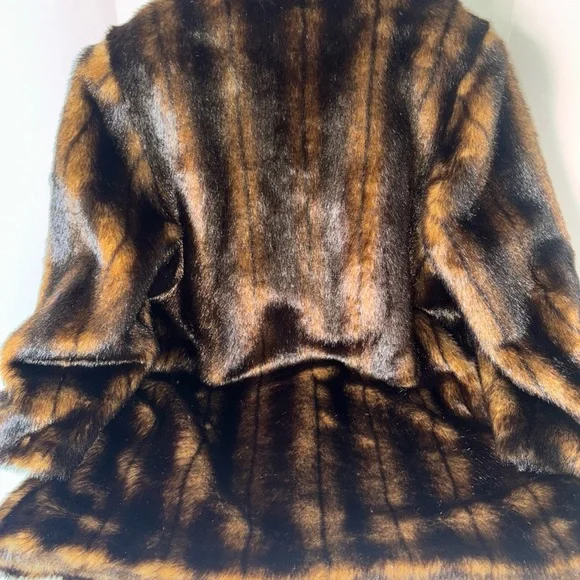 Vintage Terry Lewis Classic Luxuries Brown Print Mid Length Women Coat Size Med - Picture 5 of 10